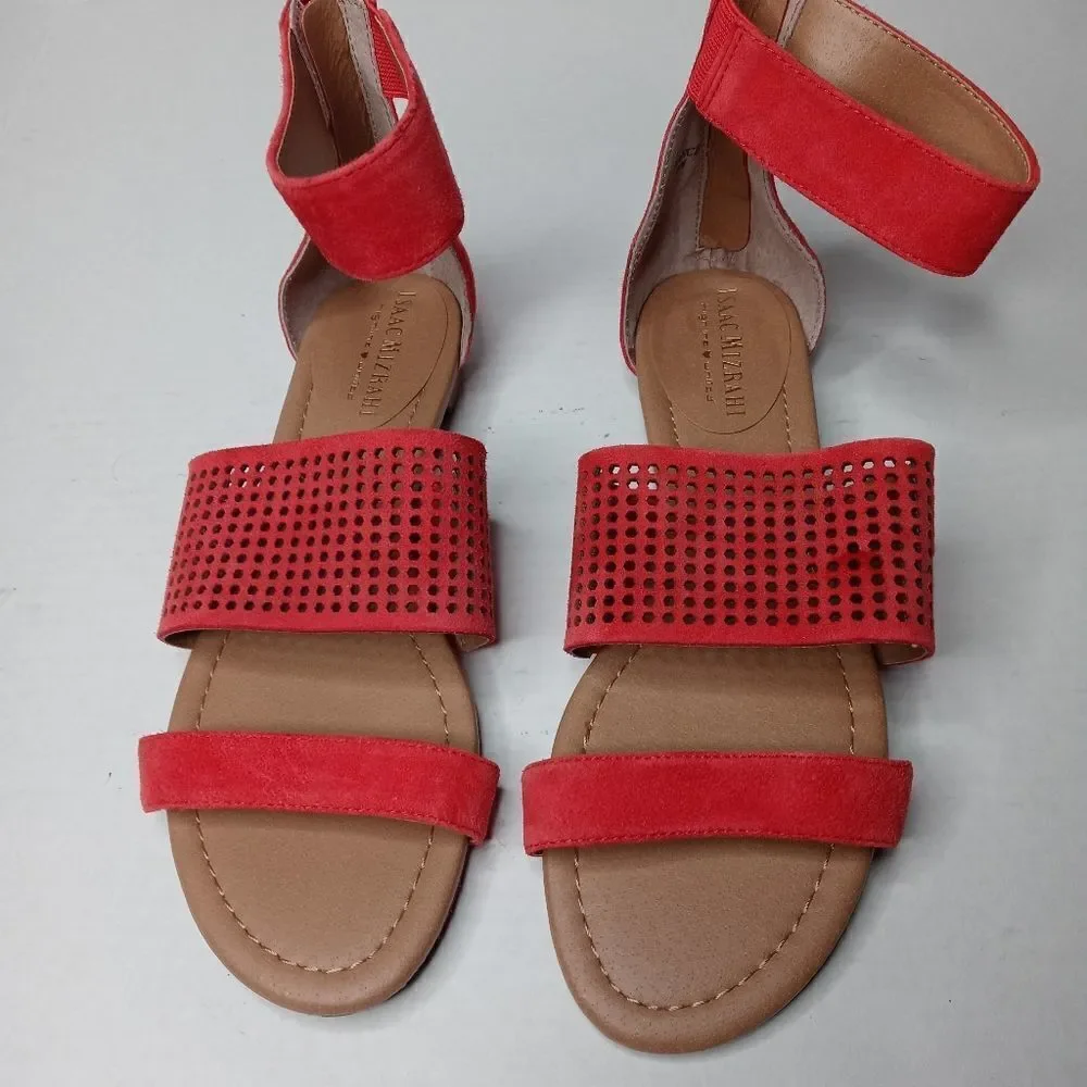 Isaac Mizrahi red ankle strap sandals size 8
